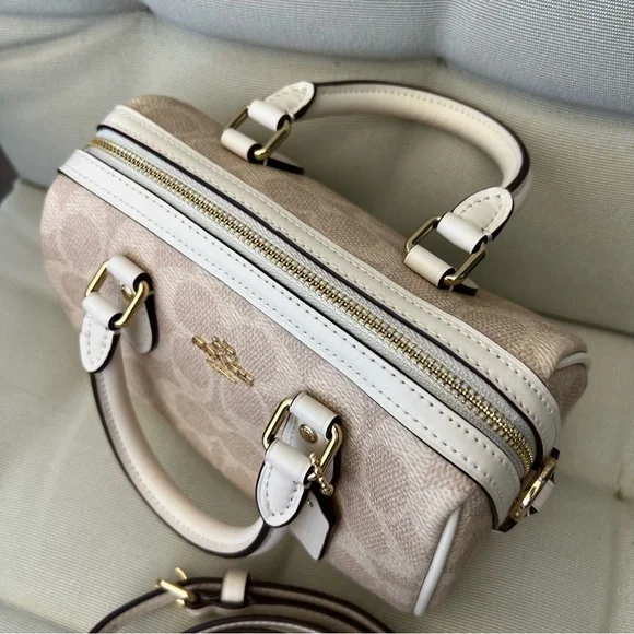 NWT Coach Mini Rowan Crossbody Sand Chalk Signature Canvas Bag CW329 - Picture 3 of 9